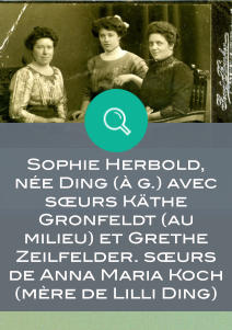 Sophie Herbold, ne Ding ( g.) avec surs Kthe Gronfeldt (au milieu) et Grethe Zeilfelder. surs de Anna Maria Koch (mre de Lilli Ding)